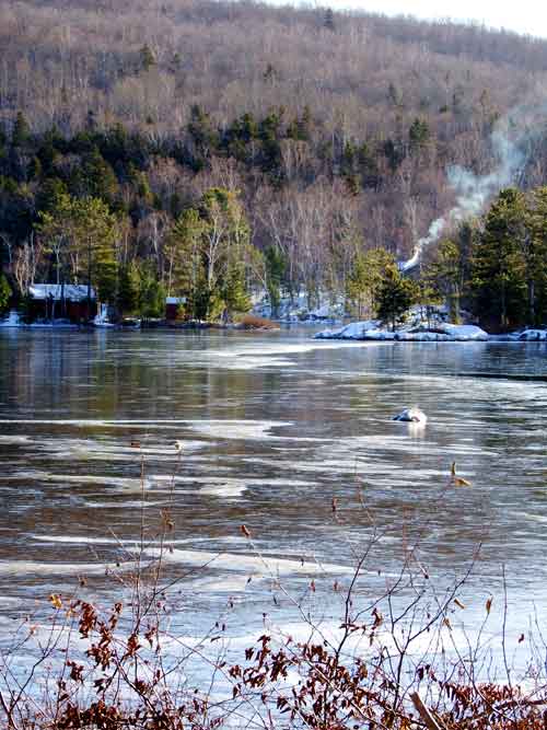 maine in winter on a lake