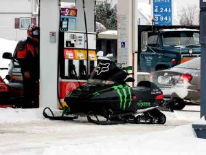 buying gas for snow sled