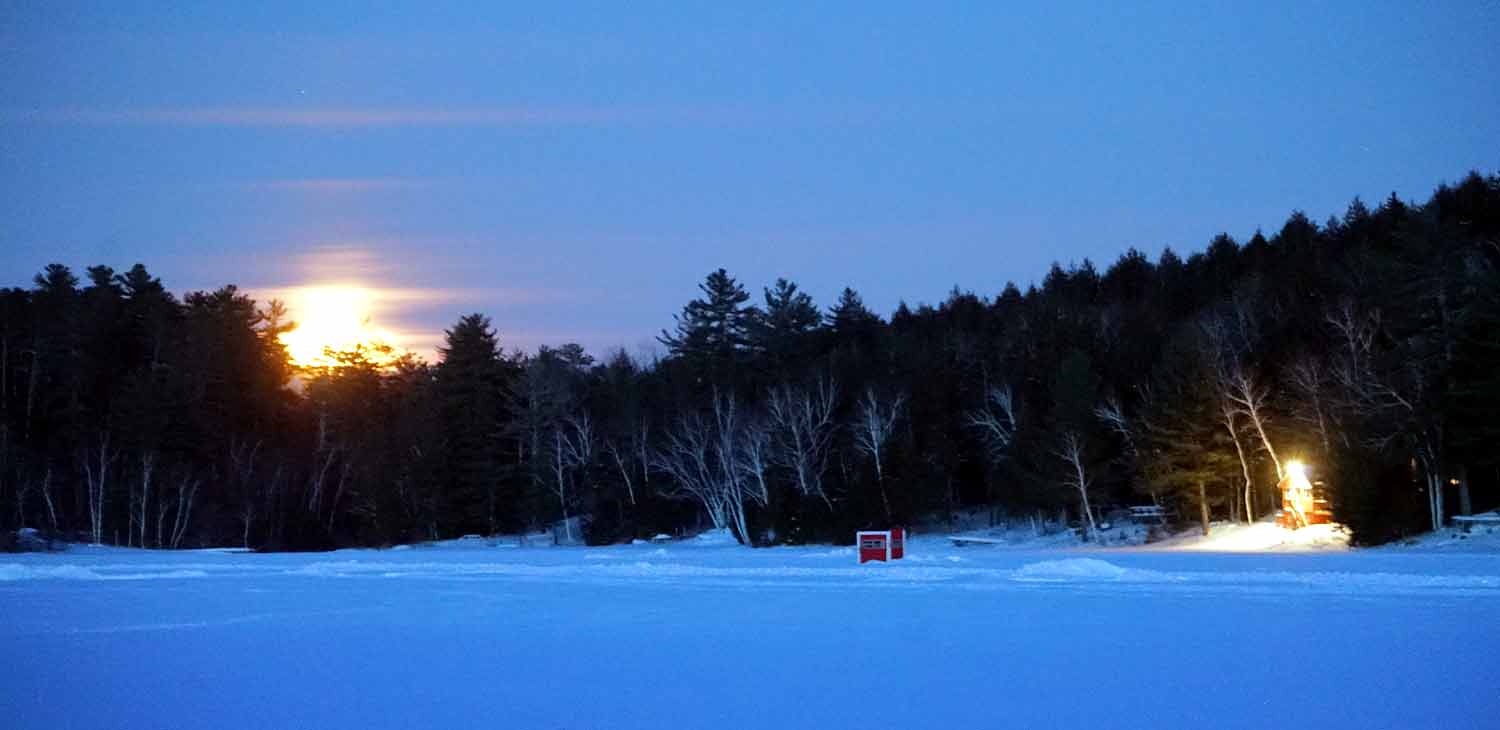 ice shacks on maine lakes