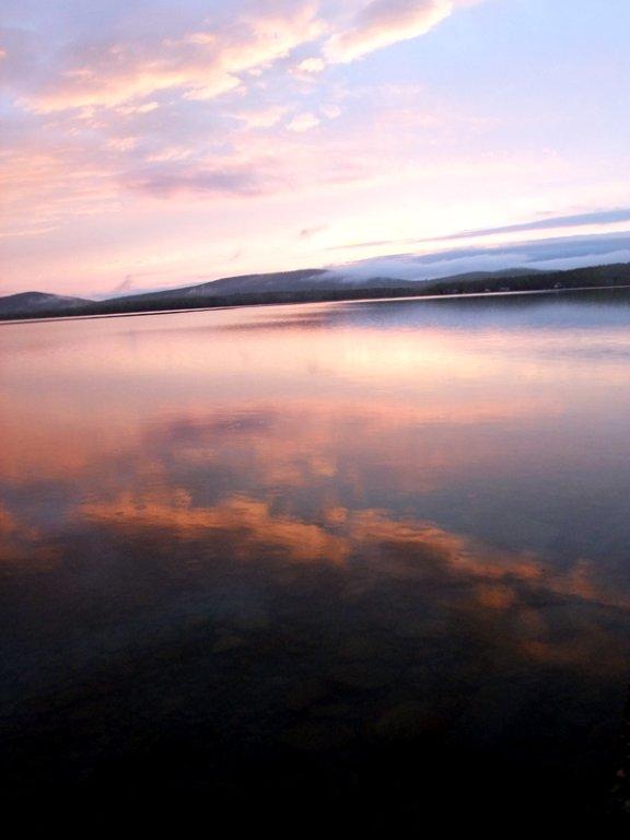 maine lake sunset